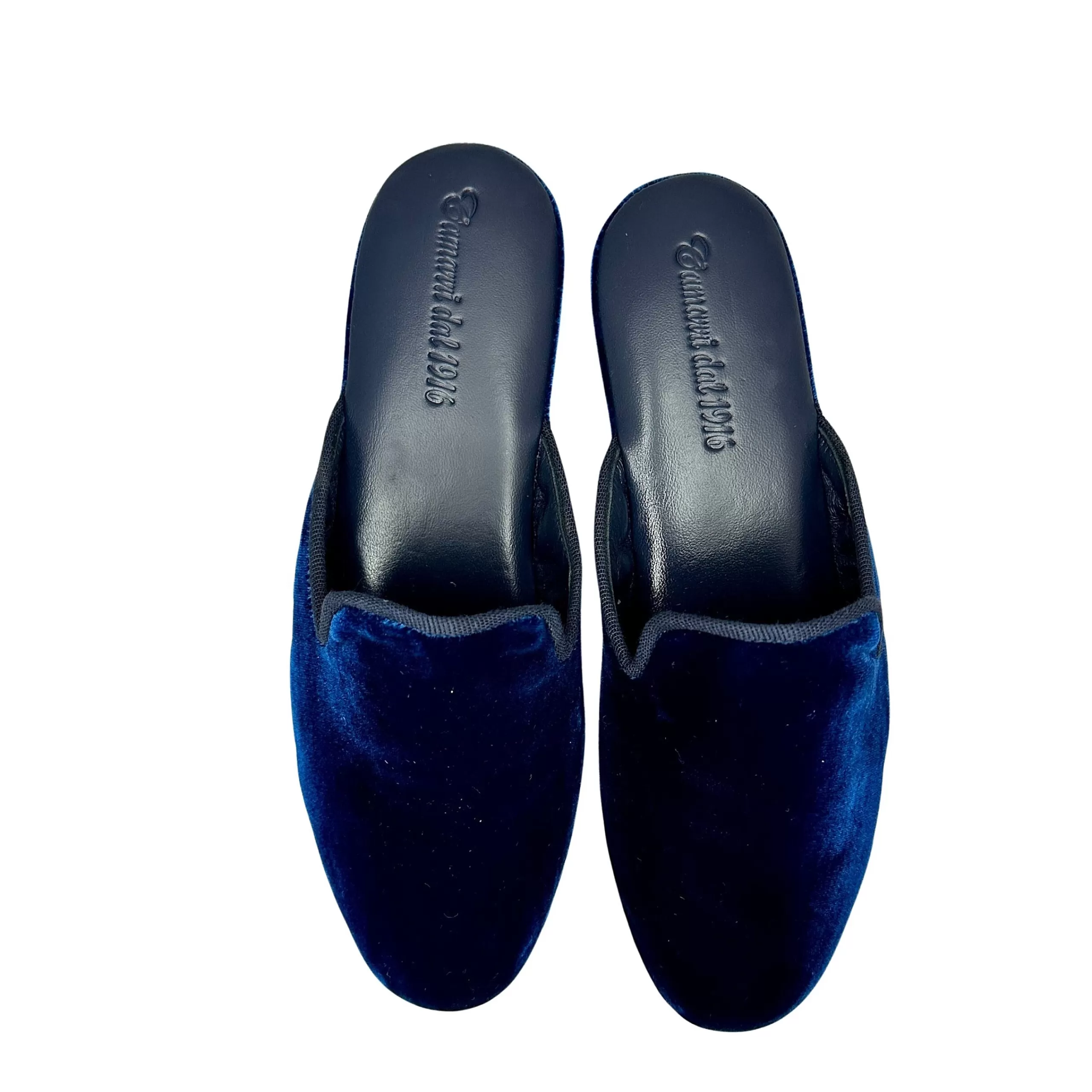 Ciabatta / Scendiletto In Pelle Velluto Blu*Scarpe di Maremma Discount