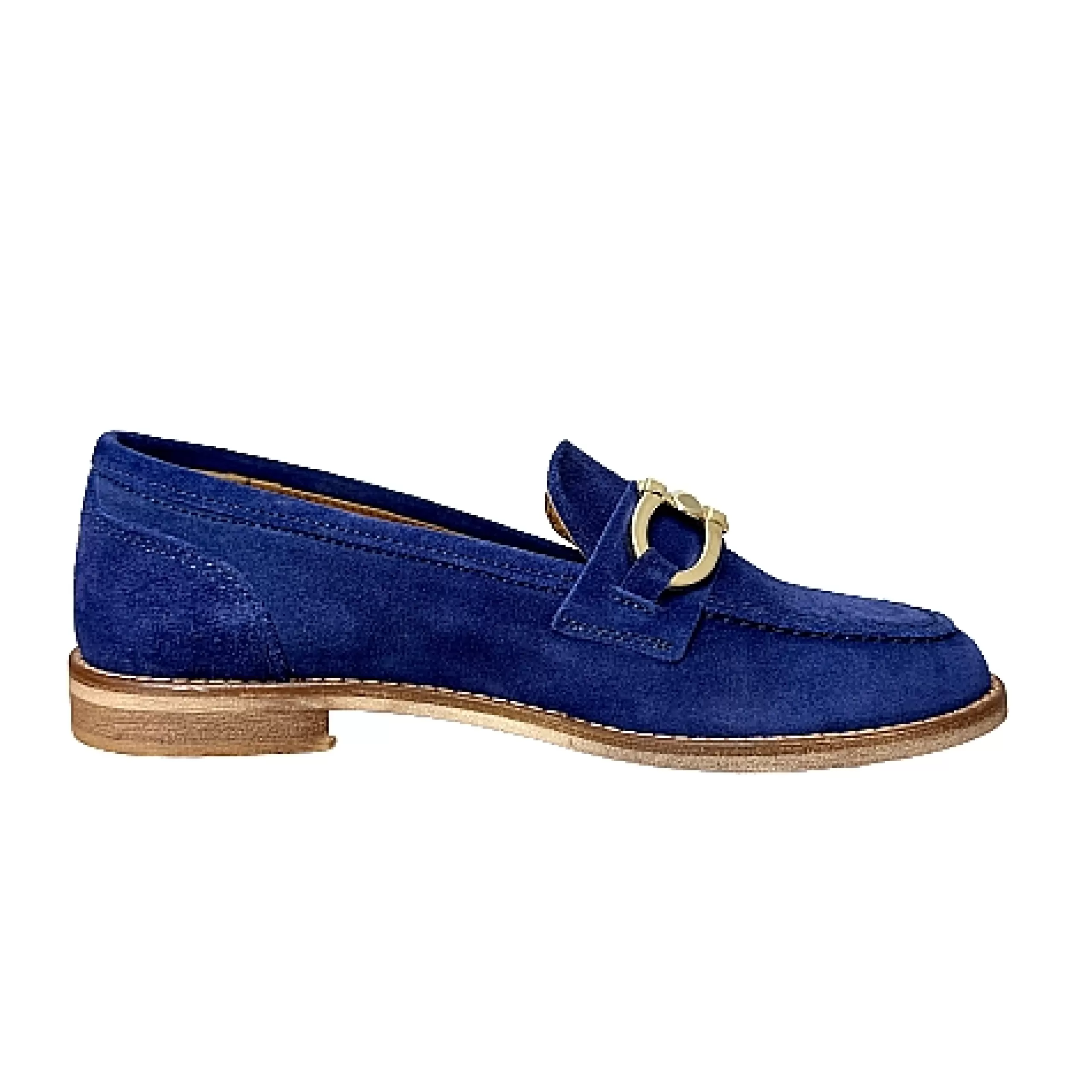 Mocassino Artigianale In Nabuk Blu Con Morsetto*Scarpe di Maremma Hot