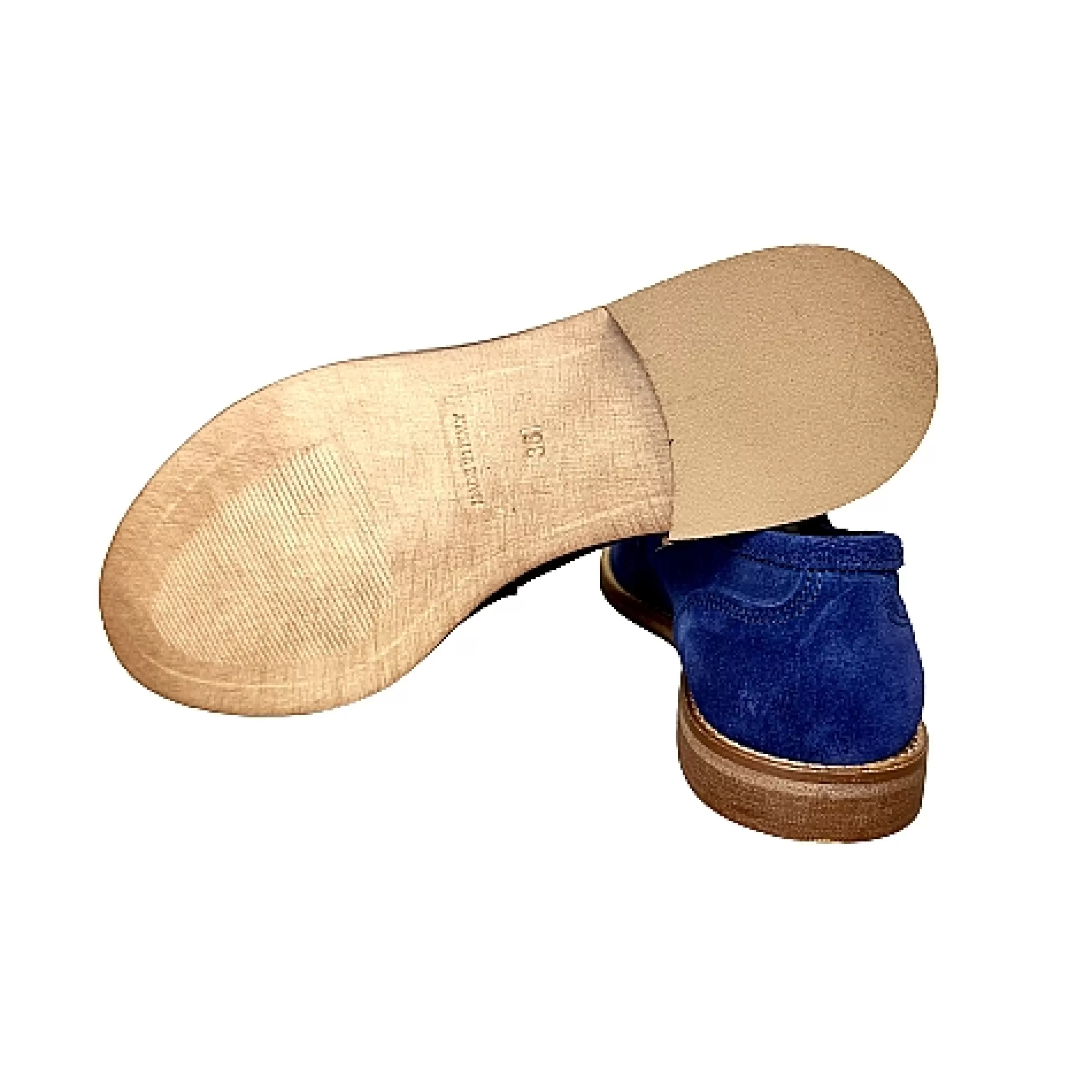 Mocassino Artigianale In Nabuk Blu Con Morsetto*Scarpe di Maremma Hot