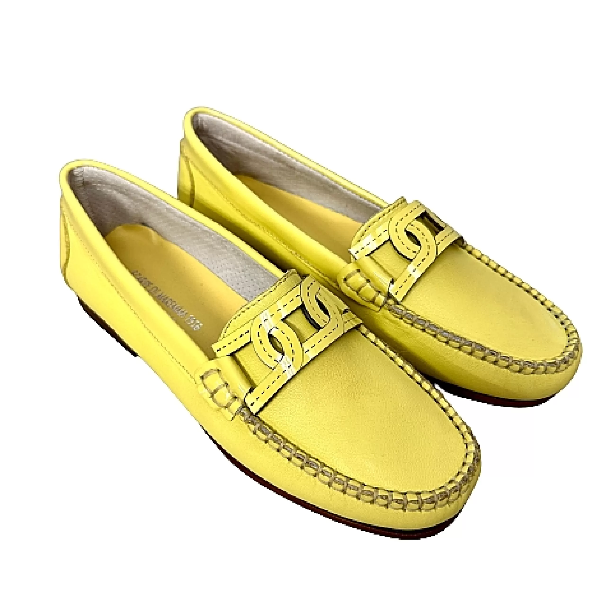 Mocassino Artigianale In Pelle E Vernice Giallo*Scarpe di Maremma Flash Sale