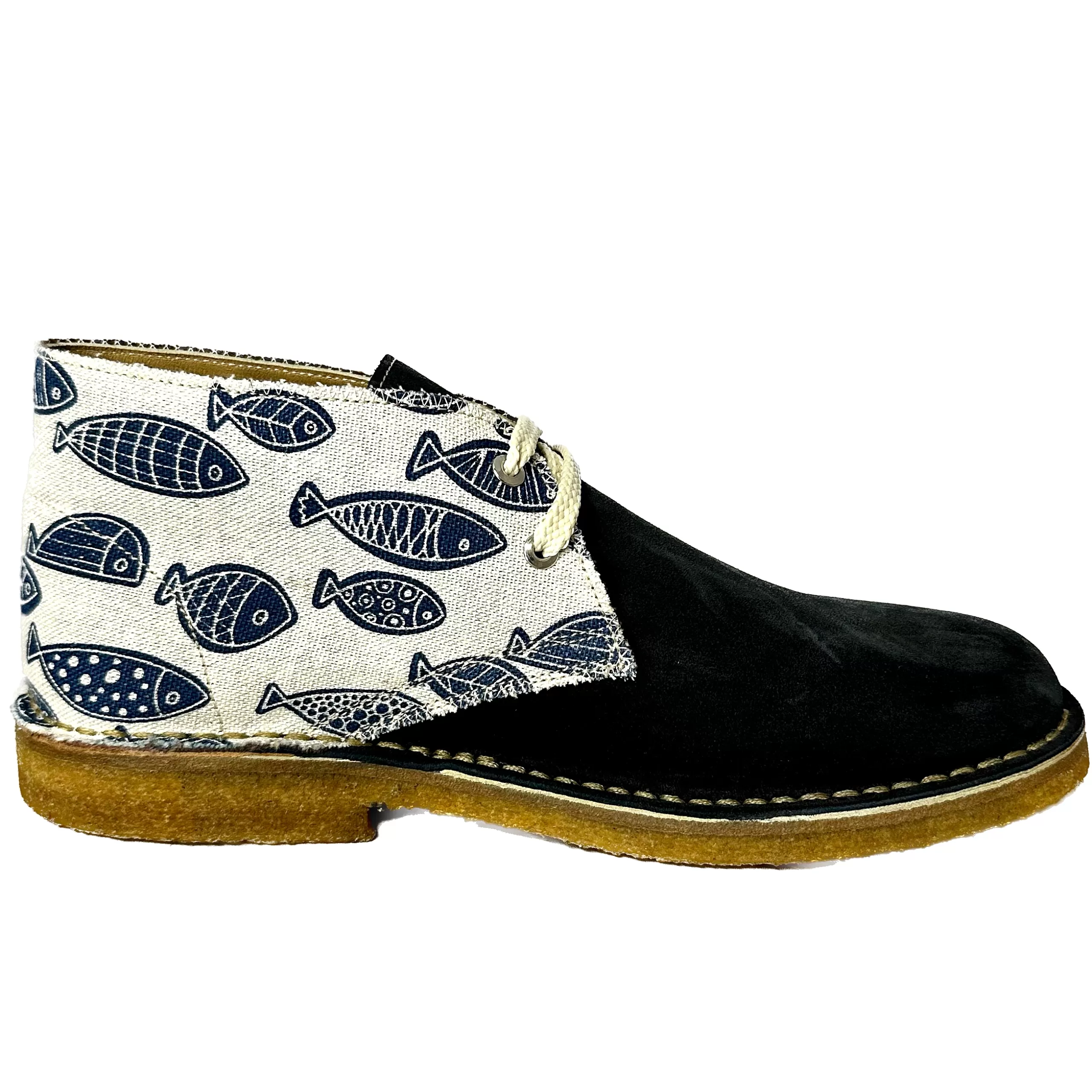 Polacchina Artigianale Camoscio Blu / Pesci Mix*Scarpe di Maremma Shop