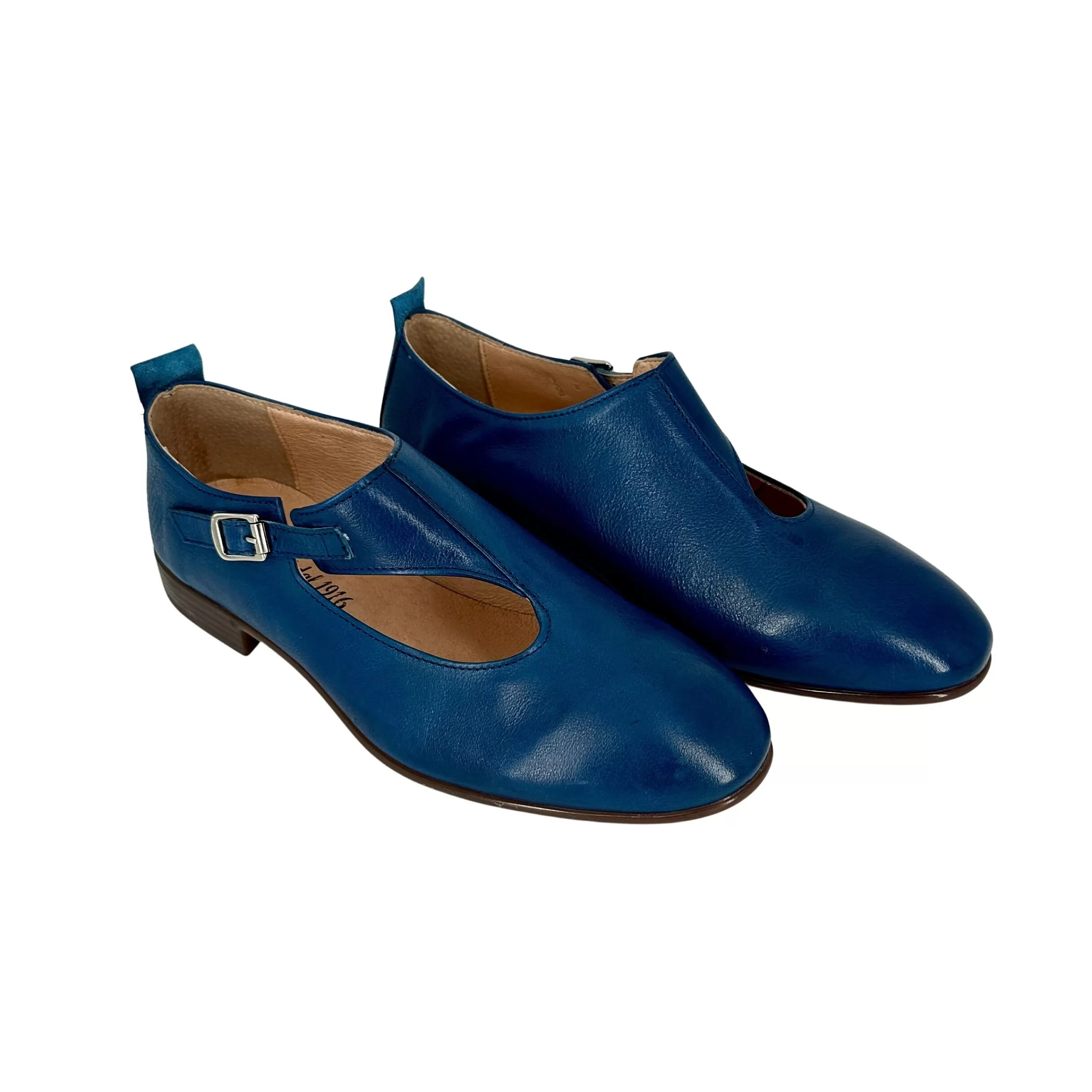 Scarpa Con Fibbia Artigianale In Pelle Tuffata Blu*Scarpe di Maremma Sale