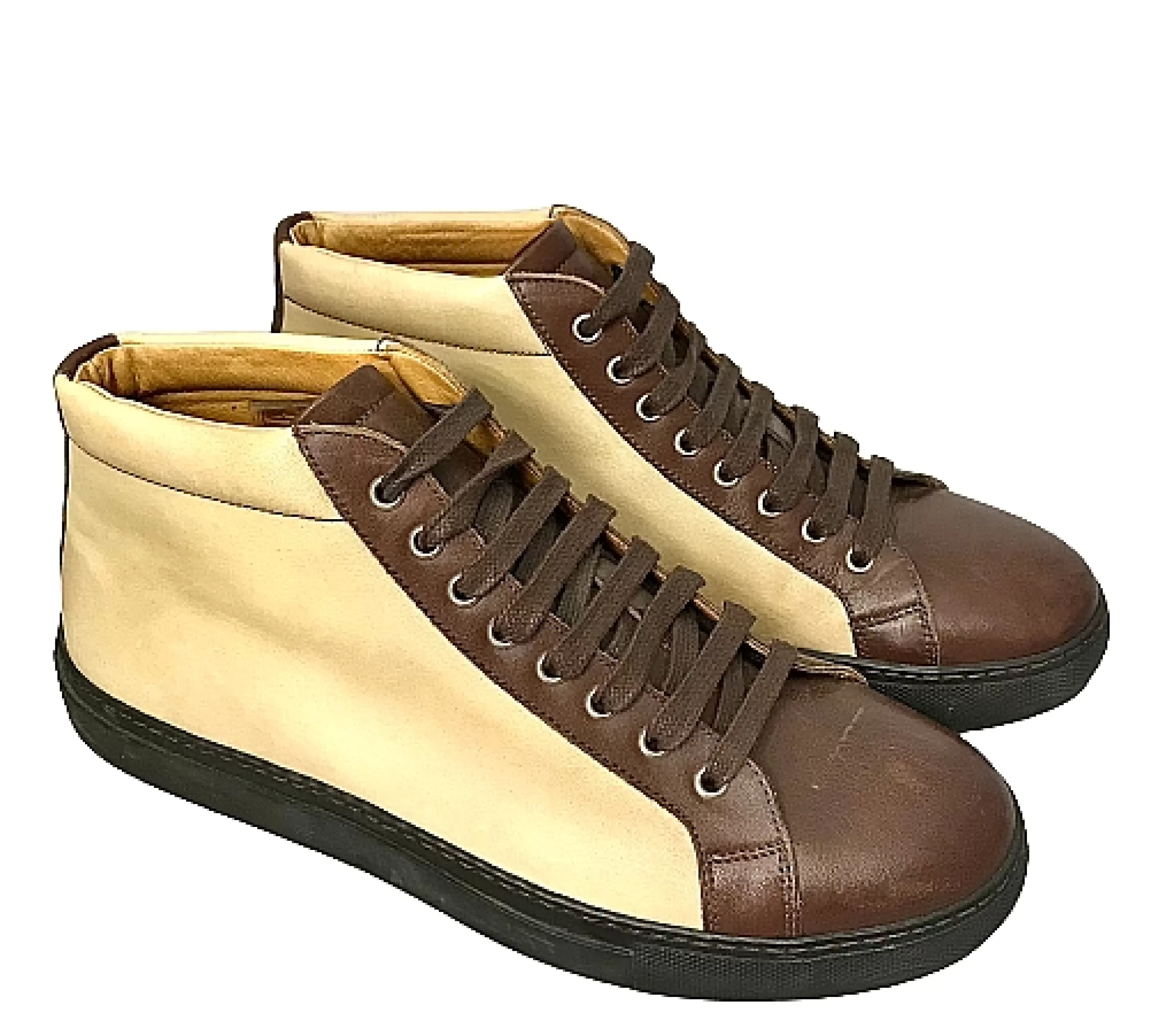 Sneakers Artigianale Alta In Pelle Bicolore*Scarpe di Maremma Shop